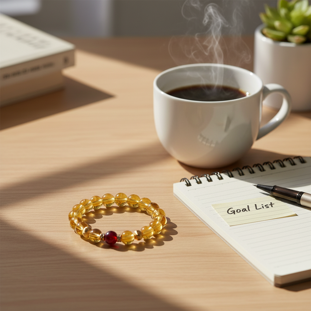 WEALTH Anchor Citrine & Red Agate Bracelet for Abundance