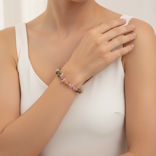 GROUNDING Anchor Rainbow Tourmaline Bracelet for Balance