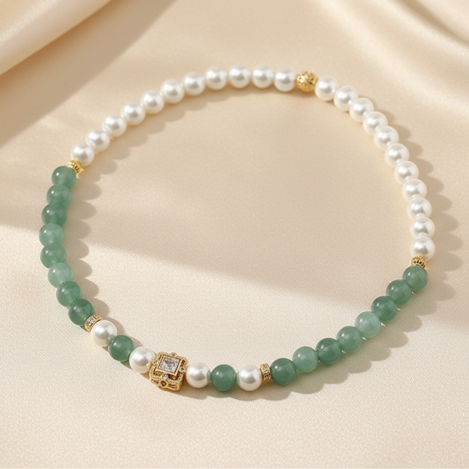 ALIGN Core Guatemalan Jade & Shell Pearl Wrap Bracelet - Mindara