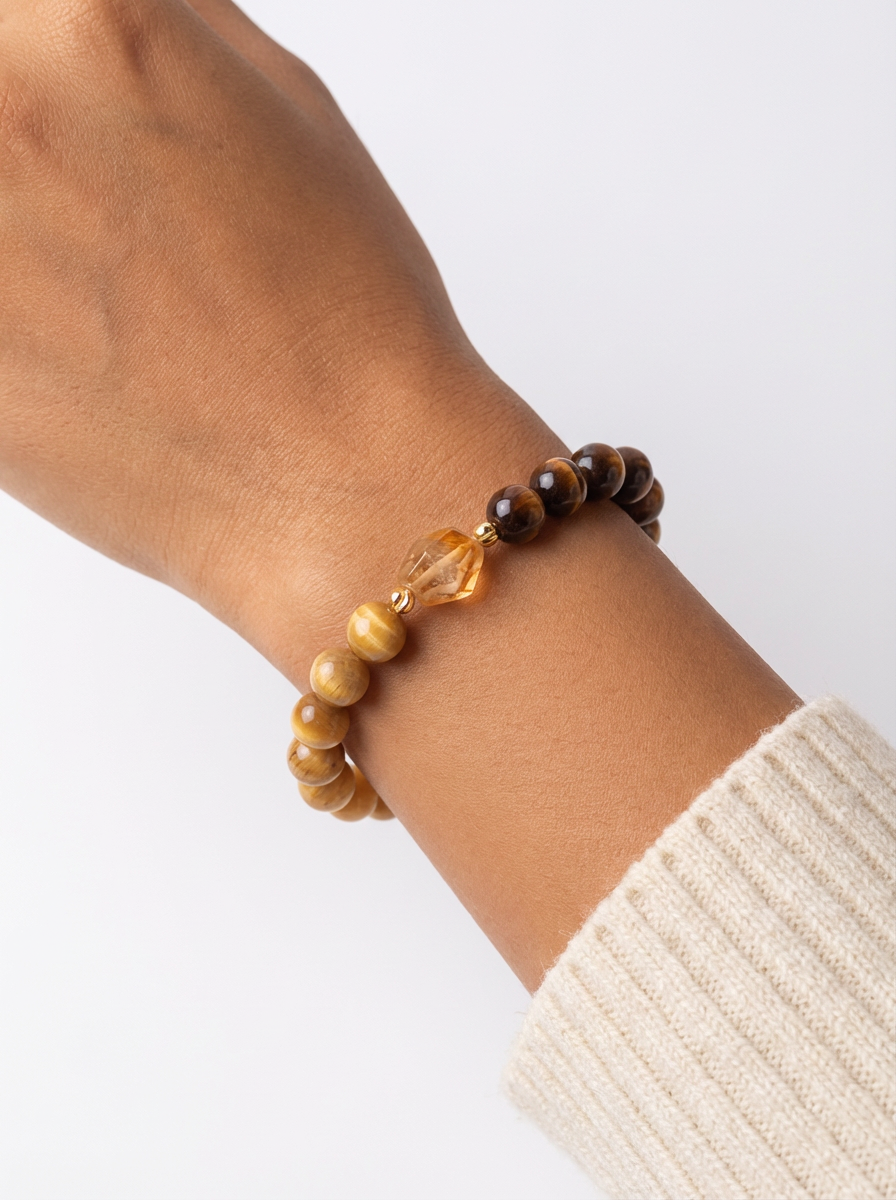 WEALTH Anchor Yellow Phantom Quartz & Tiger’s Eye Bracelet