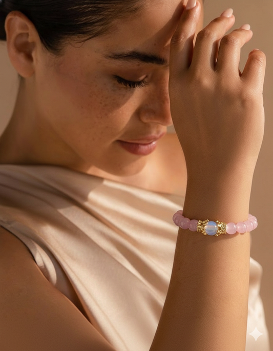 SERENITY Loop Rose Quartz Bracelet for Love & Harmony
