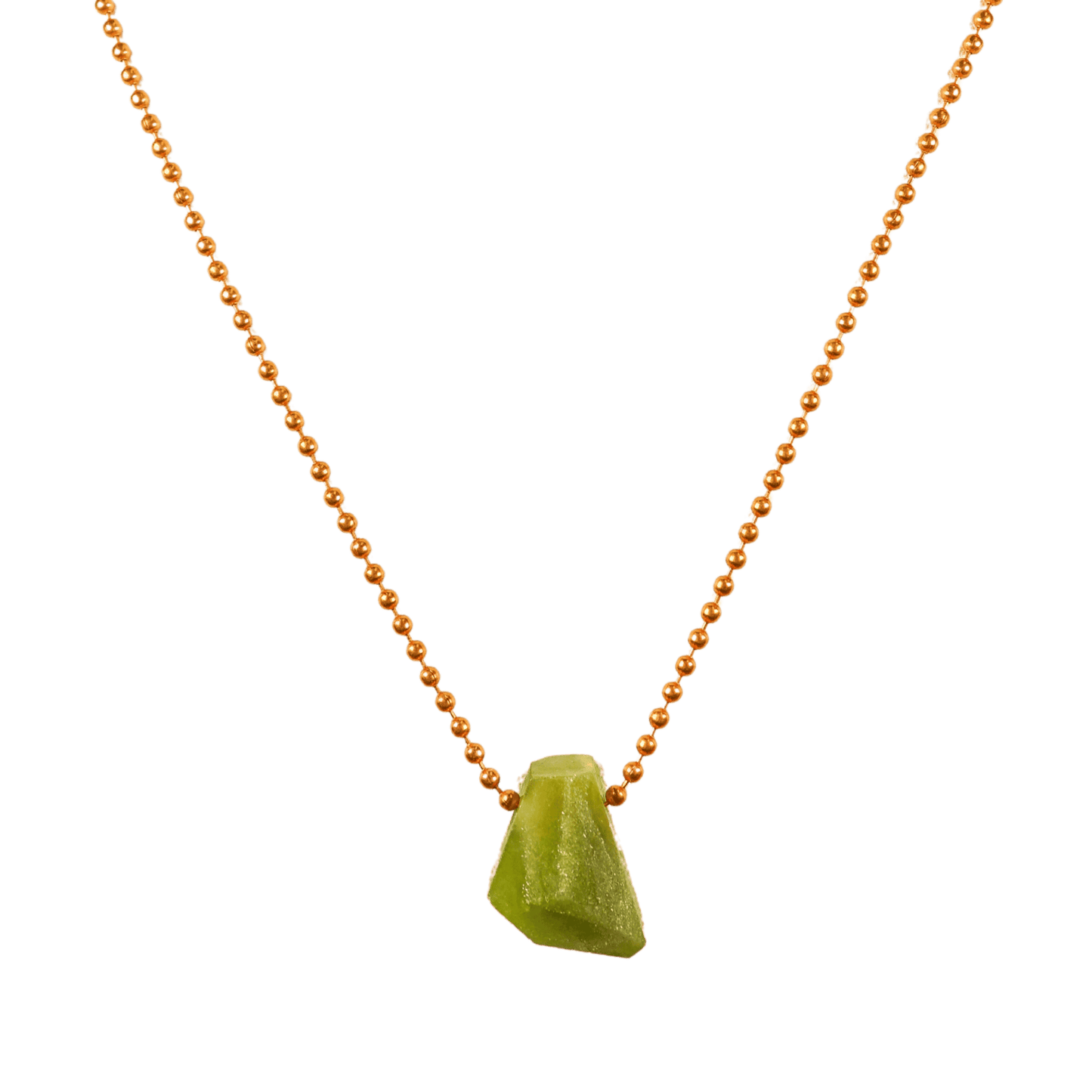 Peridot Copper Ball Chain Necklace
