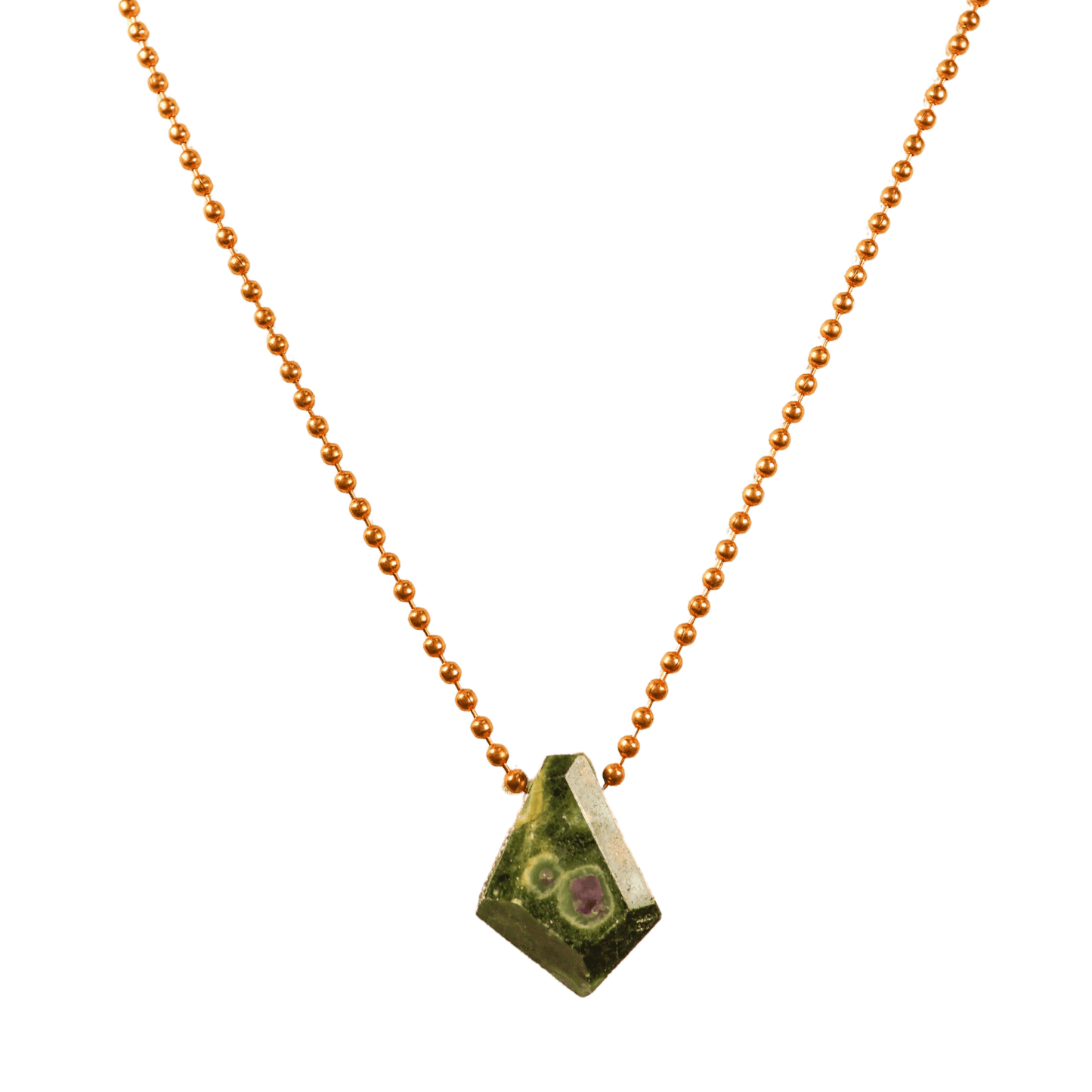 Ruby Zoisite Copper Ball Chain Necklace