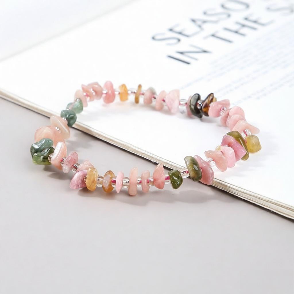 GROUNDING Anchor Rainbow Tourmaline Bracelet for Balance