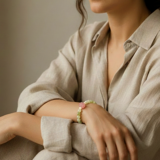 WEALTH Anchor Green Jade & Agate Fuxi Bracelet for Prosperity