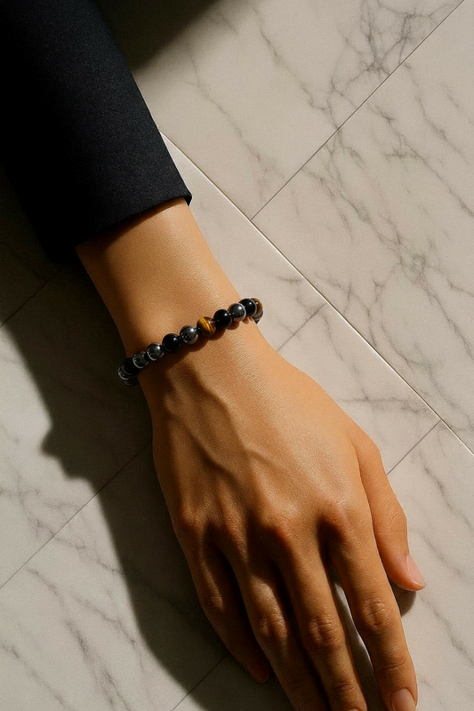 ENERGY Shield Obsidian Hematite Tiger’s Eye Bracelet for Protection