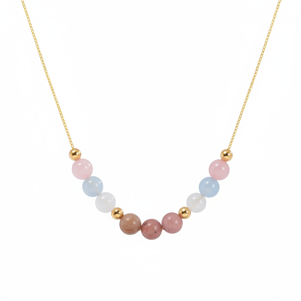 CALM Anchor Moonstone Rose Quartz Healthy Pregnancy Healing Necklace