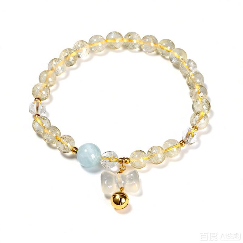 SERENITY Loop Citrine & Aquamarine Bracelet with Agate Bow