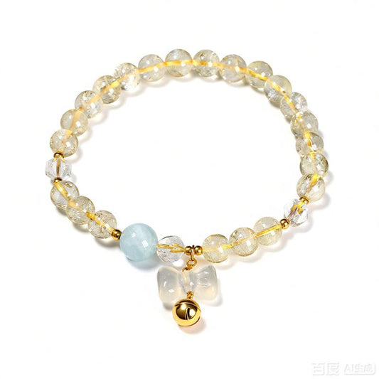 SERENITY Loop Citrine & Aquamarine Bracelet with Agate Bow
