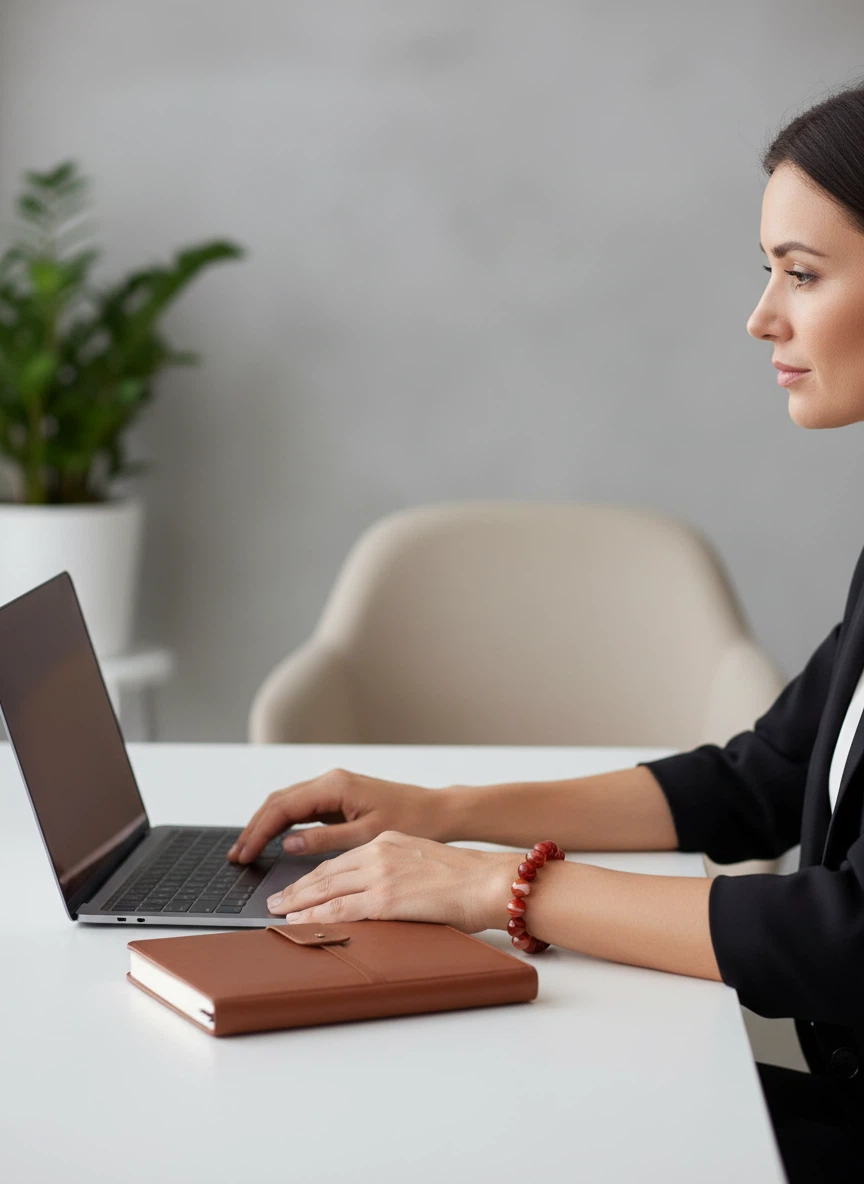 FOCUS Anchor Red Jasper Agate Garnet Healing Crystal Bracelet