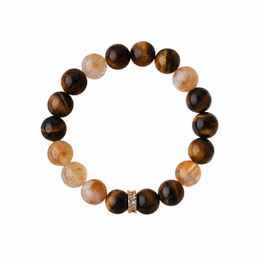 WEALTH Anchor Yellow Phantom Quartz & Tiger’s Eye Bracelet