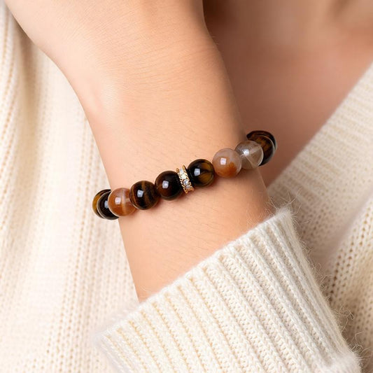 WEALTH Anchor Yellow Phantom Quartz & Tiger’s Eye Bracelet