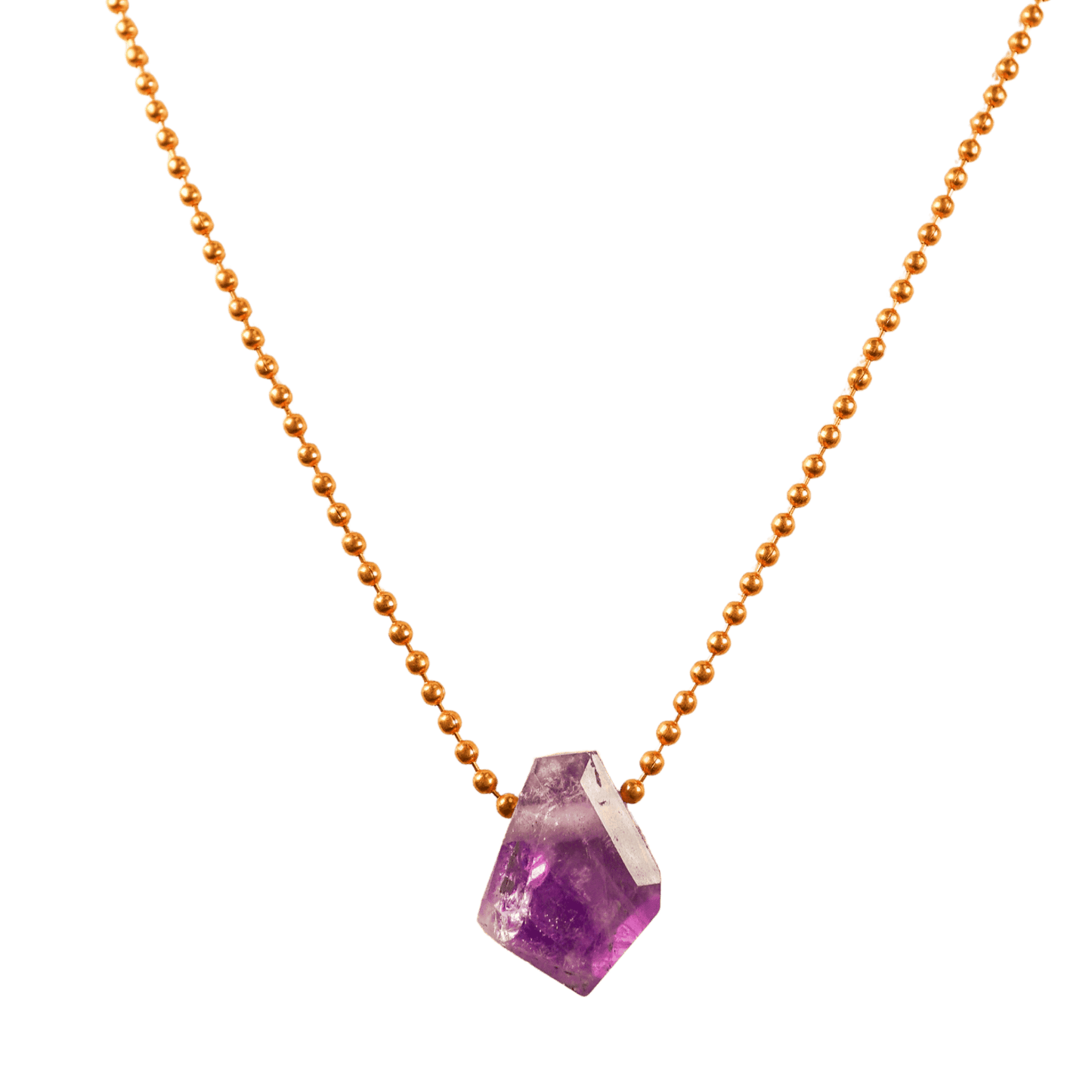 CALM Anchor Amethyst Copper Ball Chain Necklace