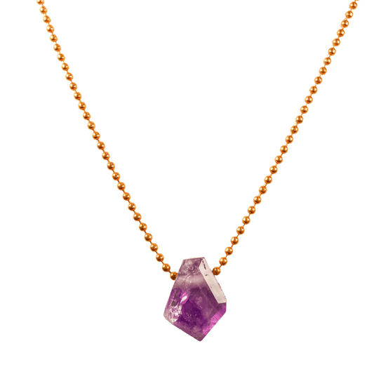 CALM Anchor Amethyst Copper Ball Chain Necklace