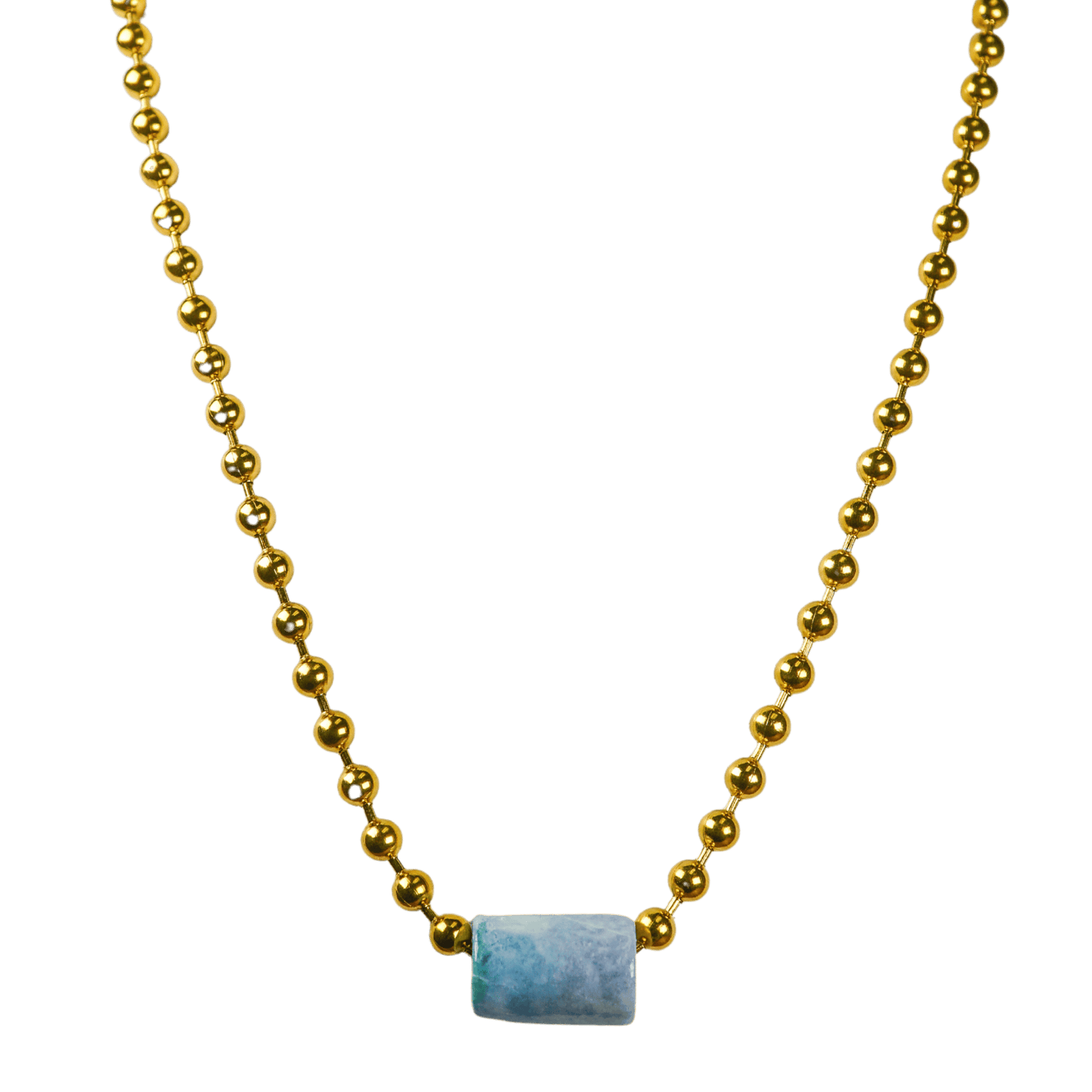 Blue Guatemalan Jade Gold Chain Necklace
