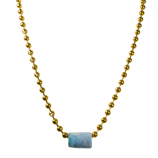 Blue Guatemalan Jade Gold Chain Necklace