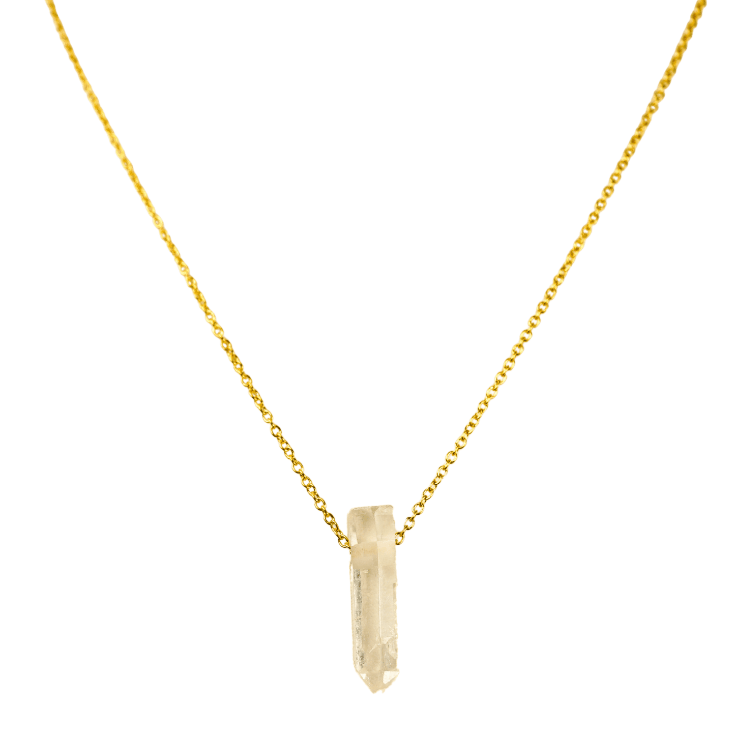 CALM Anchor Clear Quartz Gold Chain Necklace