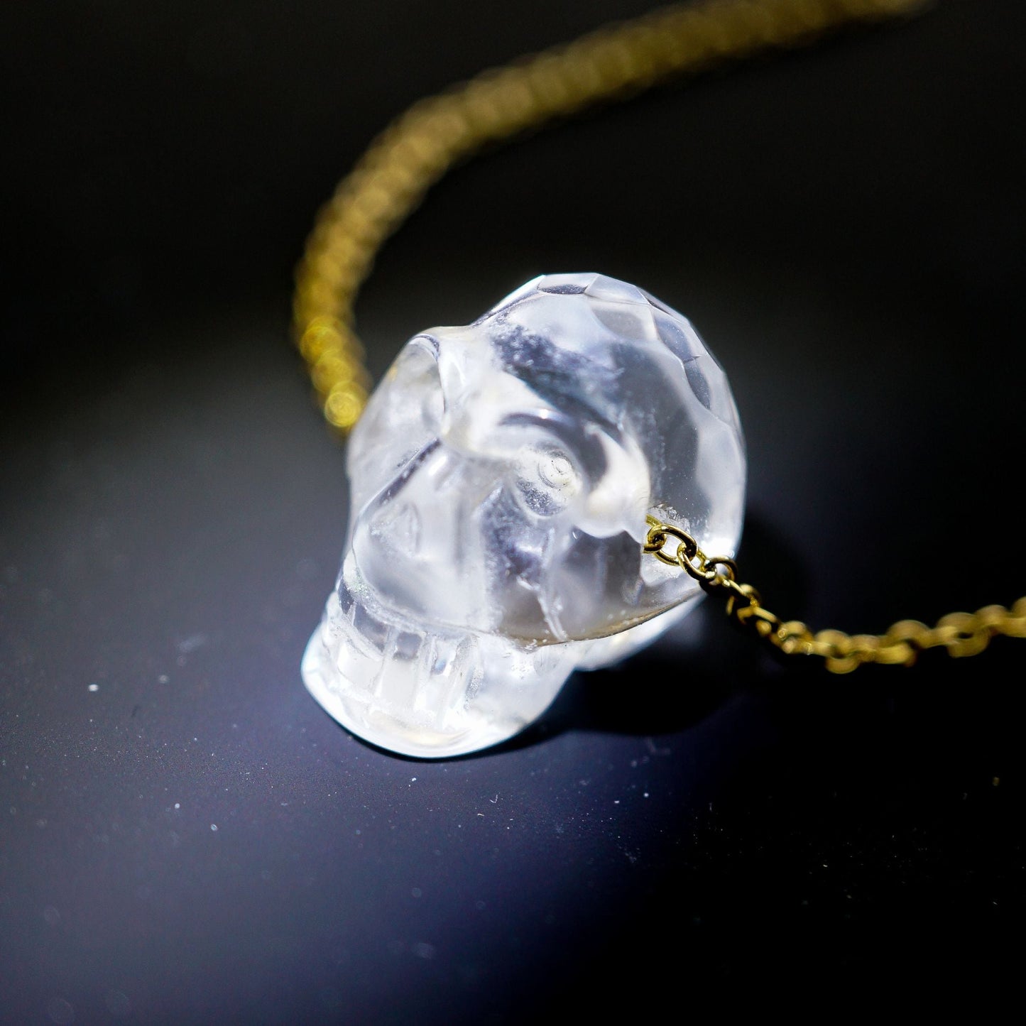 CALM Anchor Clear Quartz Skull Necklace