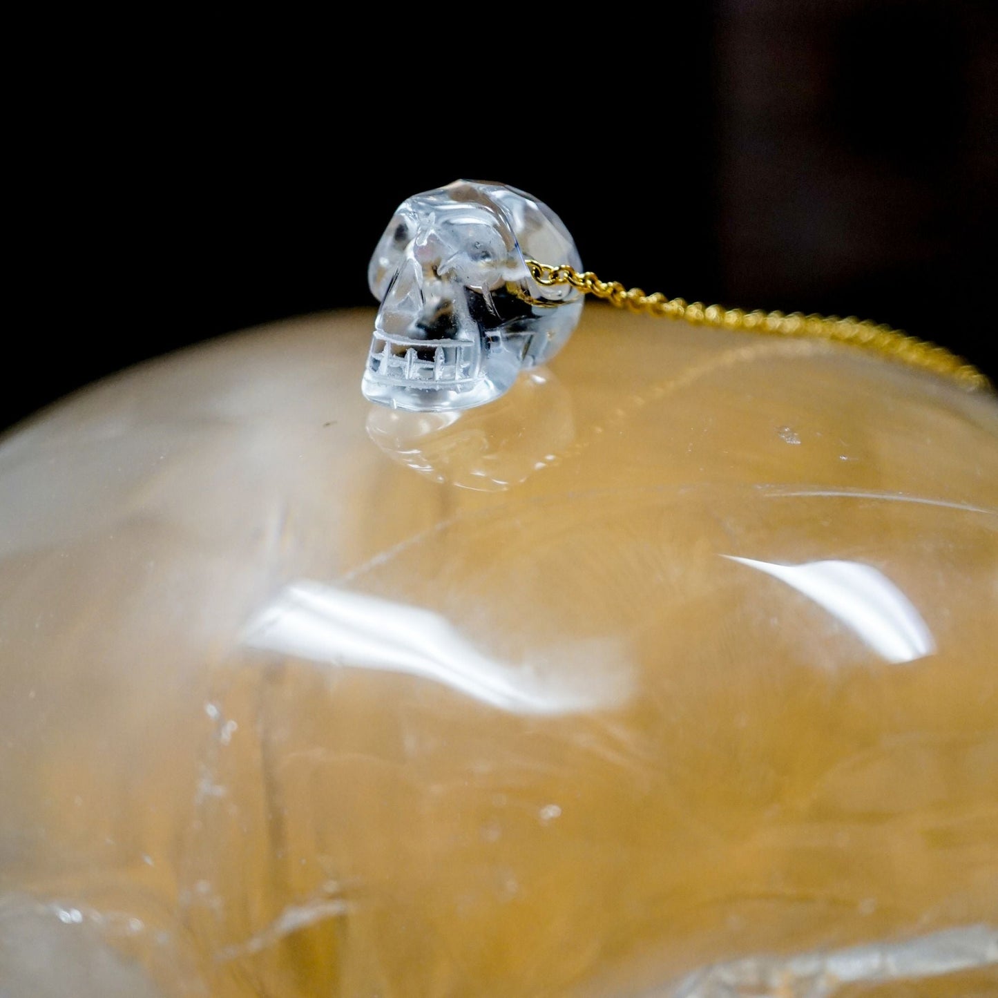 CALM Anchor Clear Quartz Skull Necklace