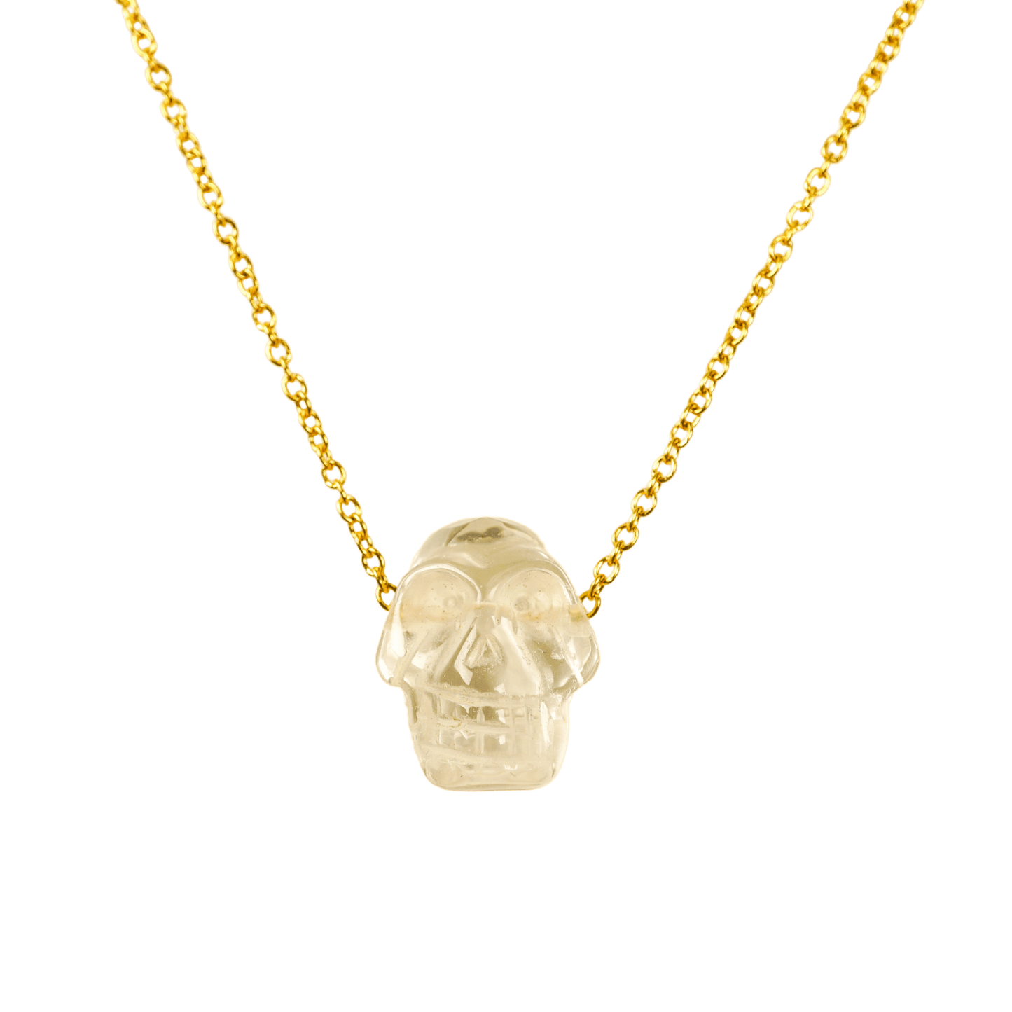 CALM Anchor Clear Quartz Skull Necklace