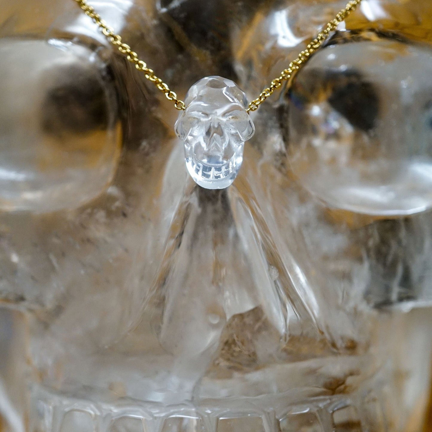CALM Anchor Clear Quartz Skull Necklace