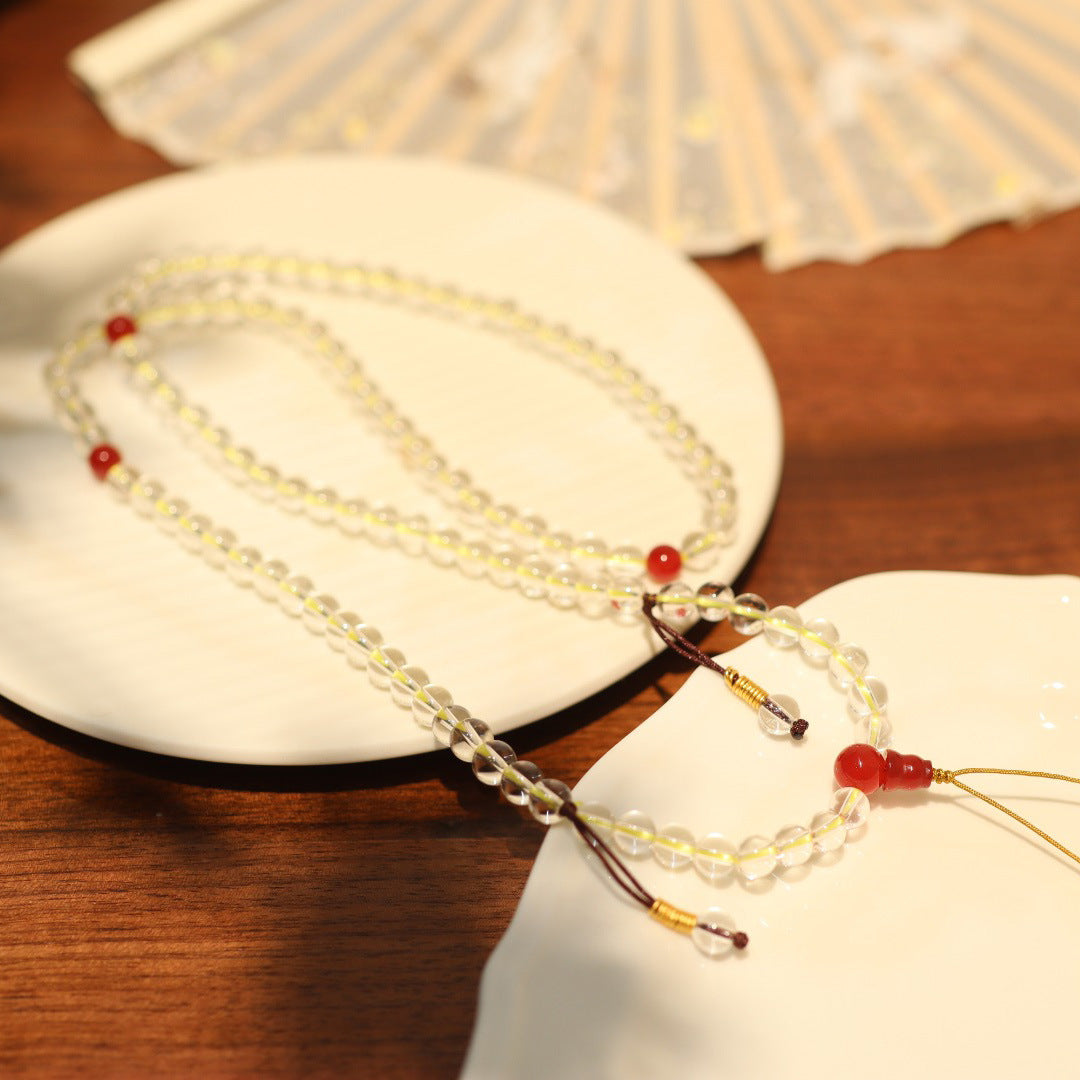 ALIGN Core Clear Quartz & Red Agate Wrap Bracelet Necklace - Mindara 