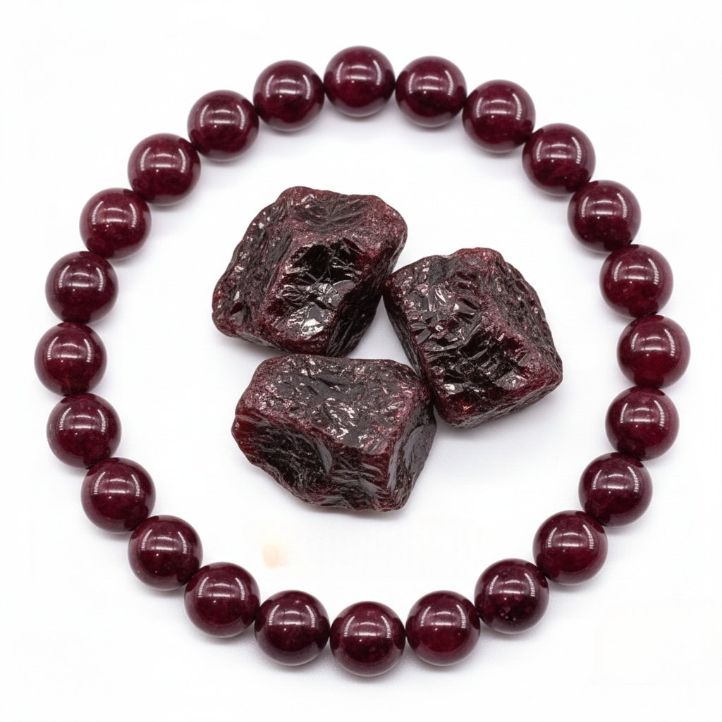 FOCUS Anchor Red Jasper Agate Garnet Healing Crystal Bracelet