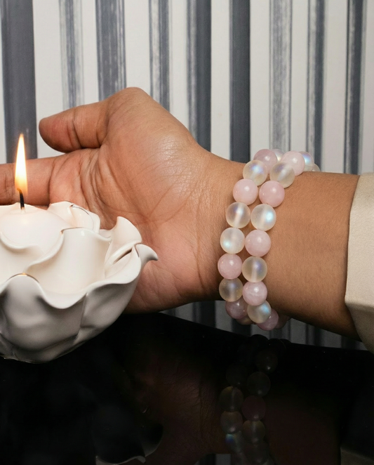 ALIGN Core Rose Quartz & Moonstone Bracelet Set for Compassion