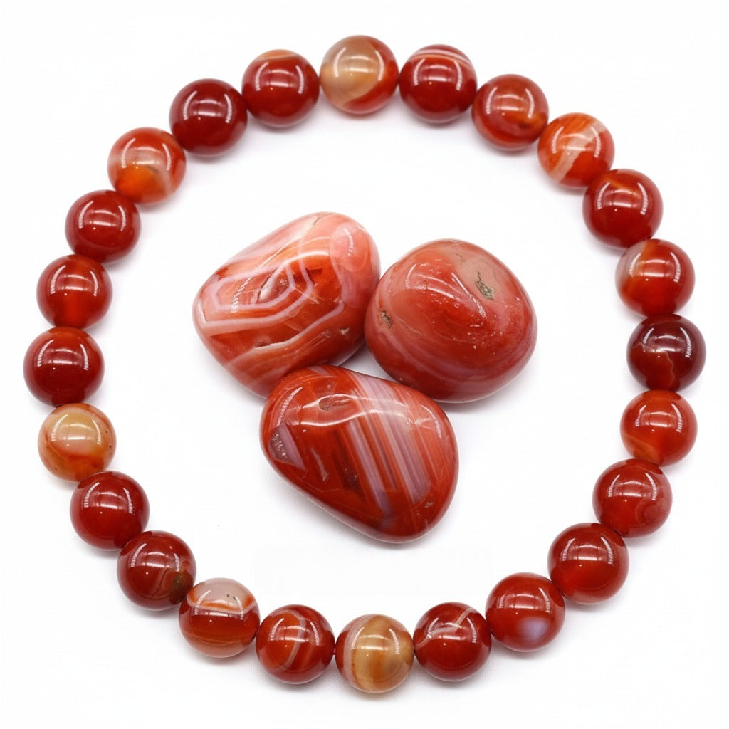 FOCUS Anchor Red Jasper Agate Garnet Healing Crystal Bracelet