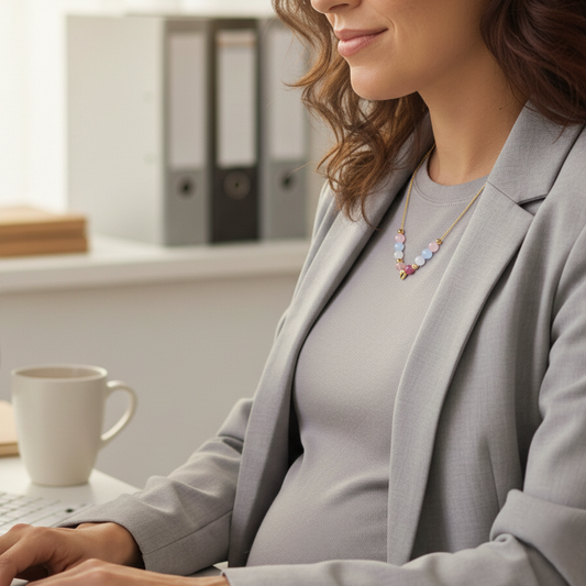 CALM Anchor Moonstone Rose Quartz Healthy Pregnancy Healing Necklace