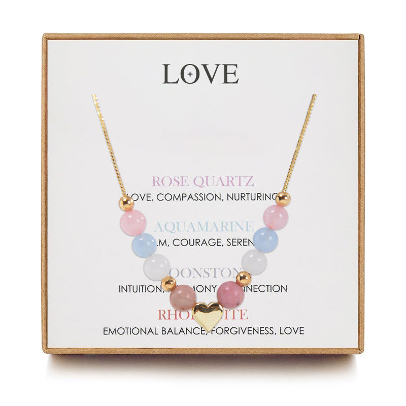 CALM Anchor Moonstone Rose Quartz Healthy Pregnancy Healing Necklace