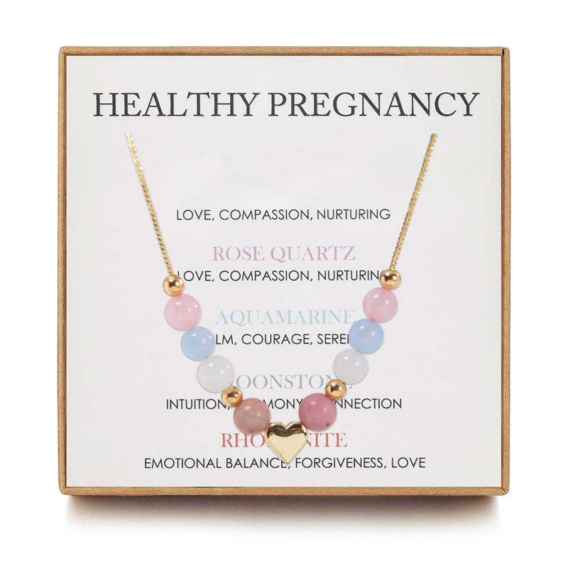 CALM Anchor Moonstone Rose Quartz Healthy Pregnancy Healing Necklace