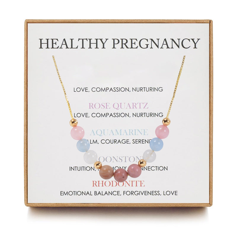 CALM Anchor Moonstone Rose Quartz Healthy Pregnancy Healing Necklace