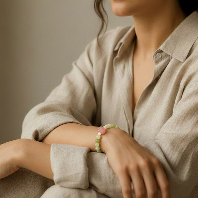 WEALTH Anchor Green Jade & Agate Fuxi Bracelet for Prosperity