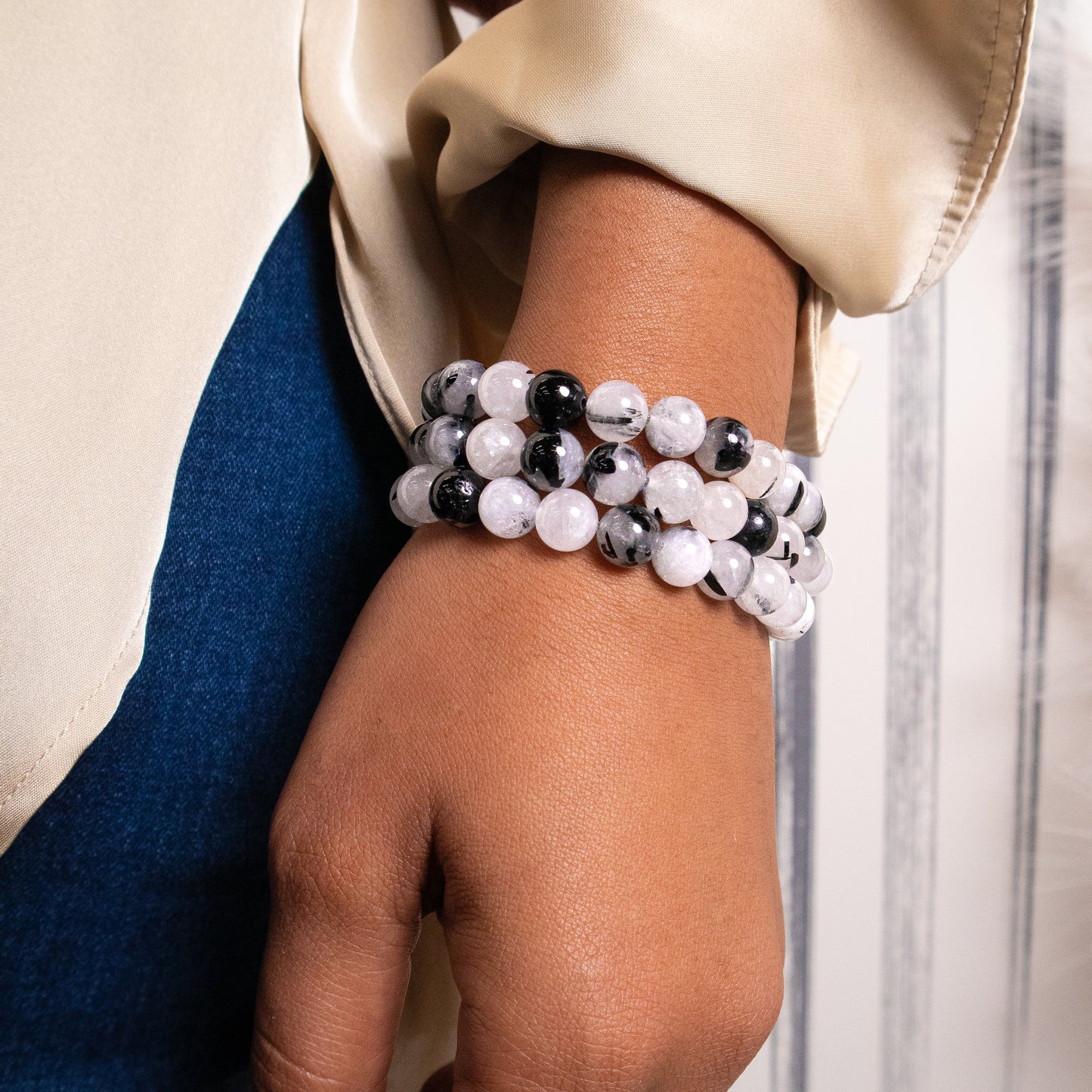 CALM Anchor: Tourmalinated Quartz Bracelet